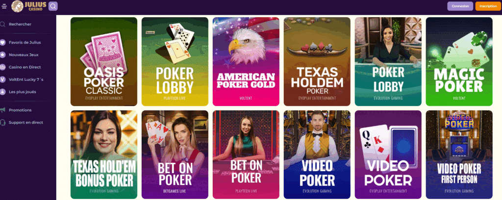 Jouer au Poker sur Julius Casino 